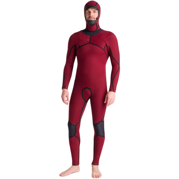 2024 C-Skins Mens NuWave ReWired 6/5mm Chest Zip Hooded Wetsuit C-NRW65MH - Black / Black x / Rust